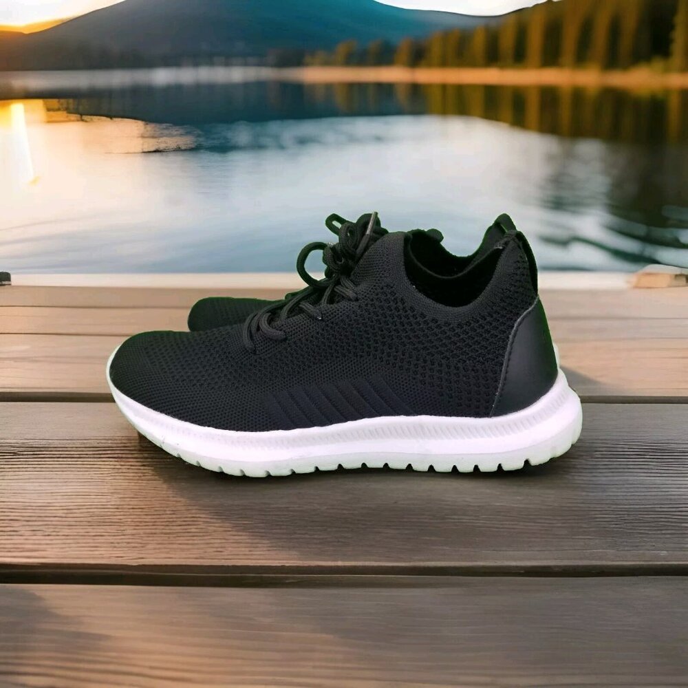 ✅ Womens 6 Charly Resolve Knit Running Shoes Athletic Sneakers Black Mesh